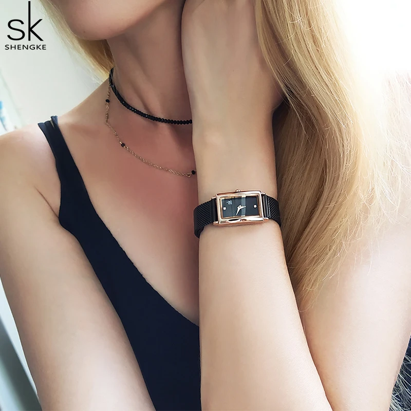 Shengke, новинка, Топ бренд, роскошные женские часы, Прямоугольный циферблат, элегантные кварцевые Японские Женские наручные часы, водонепроницаемые, подарок, Reloj Mujer