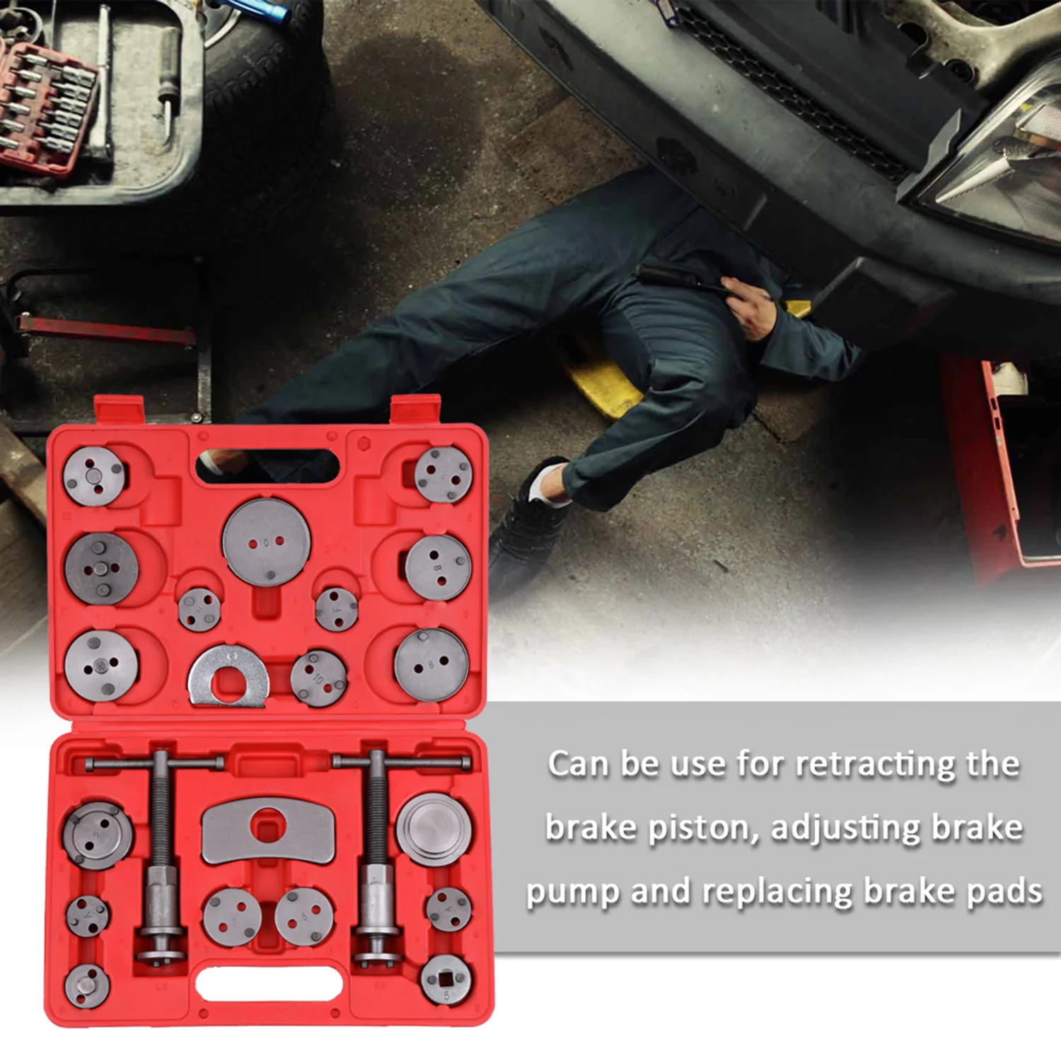 22 Pcs Universal Auto Disc Brake Caliper Brake Piston Wind Back Rewind Tool Set