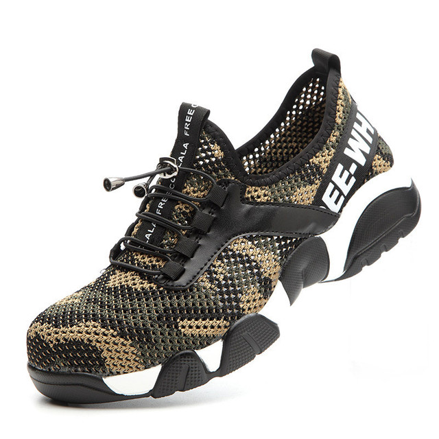 Men Safety Work Shoes Men's Mesh Breathable Lightweight Casual Steel Toe Sneaker Prevent Piercing Protective Boots