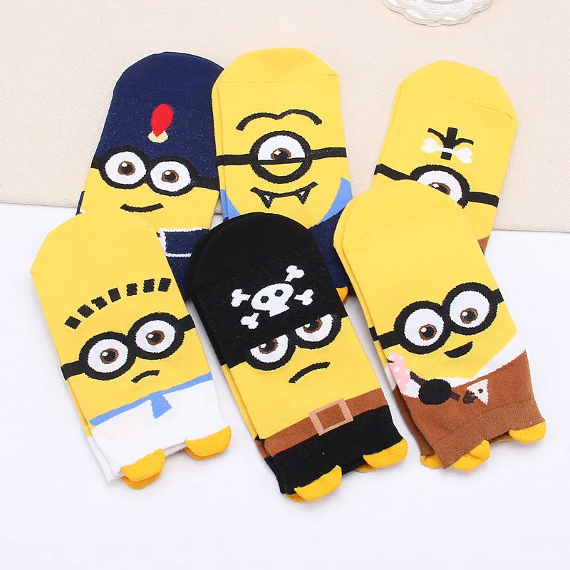 

Cartoon Women Big Eyes Cotton Short Ankle Crazy Socks Three-dimensional Funny Street Yellow Cute Student Style Minion-Socks