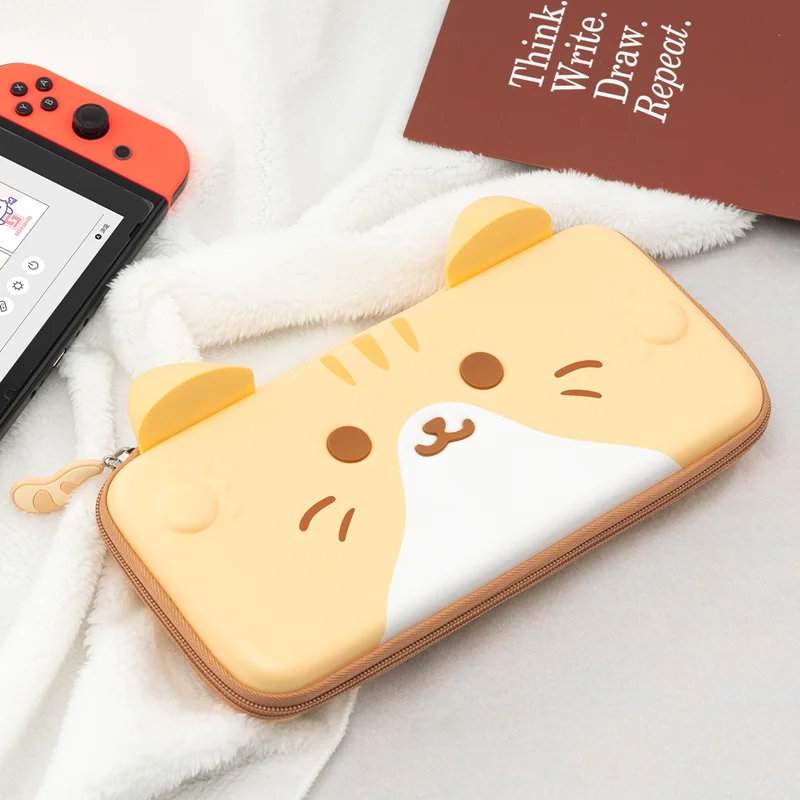 Portátil para Nintendo Switch e Lite Case de Transporte para Nintendo Geekshare Gato Bonito Orelhas Case Cinza 3d Viagem Switch Oled - Image 5