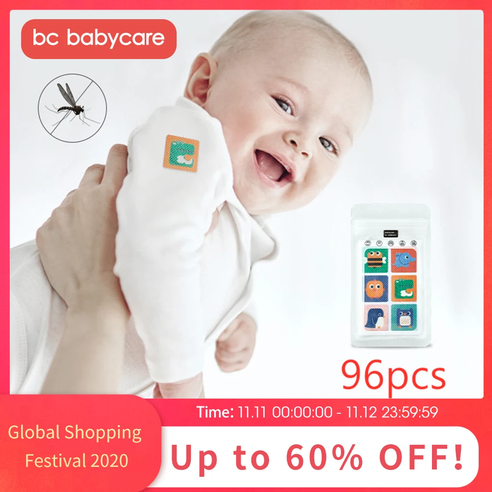 BC Babycare 96pcs Mosquito Repellent Patches Stickers Cartoon Travel Baby Adult Non Toxic Plant Essential Oil Repellent Sticker