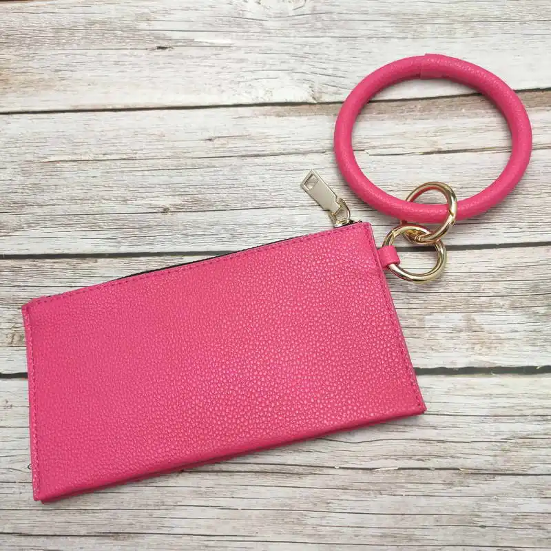 PU Leather Purse Bag Wristlet Keychain Bracelets for Women
