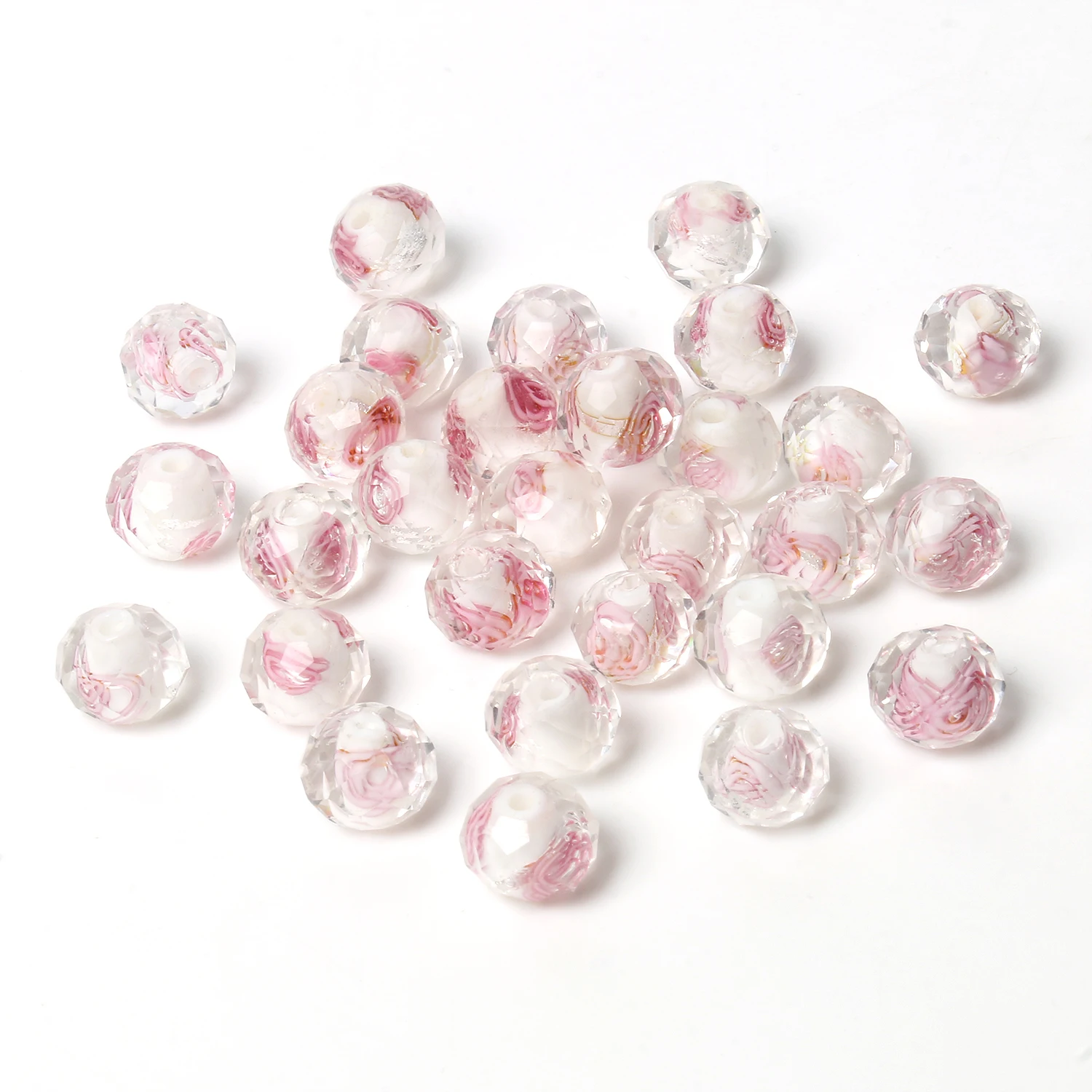 Lot De 160 Perles En Cristal De Bohème - Facettes Légèrement Rosées 6 Mm - Fond De Stock