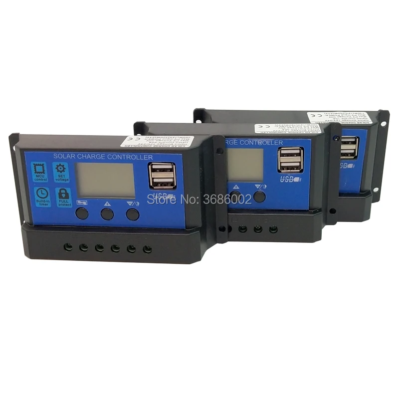Бесплатная Доставка! 60A 50A 30A 20A 10A DC 12V 24V режимы Auto PWM солнечное PV зарядное