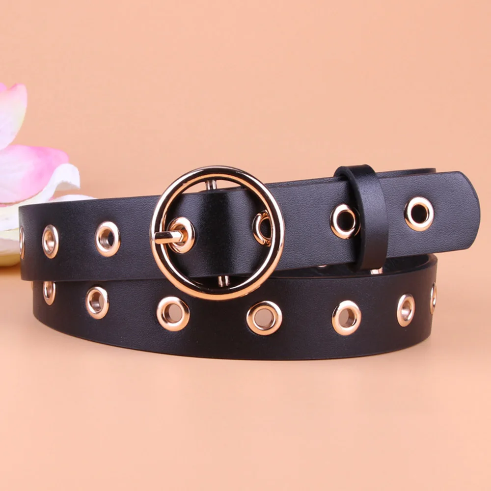 

Gothic Belts Faux Leather PU Korean Version Hollow Air Eye Strap Women Adult Casual Female Pin Buckle Waistband Fashion 2020