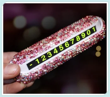 

1pcs Car temporary parking card Diamond Phone number plate DIY for Mercedes Benz GL450 ML63 M-Class ML500 ML350 Ener-G-Force