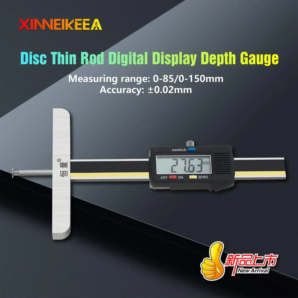 US $85.76 Disc Thin Rod Digital Display Depth Ruler 085mm 0150mm Accuracy 002mm Accurate Measurement Of Hole Depth Metric Conversion