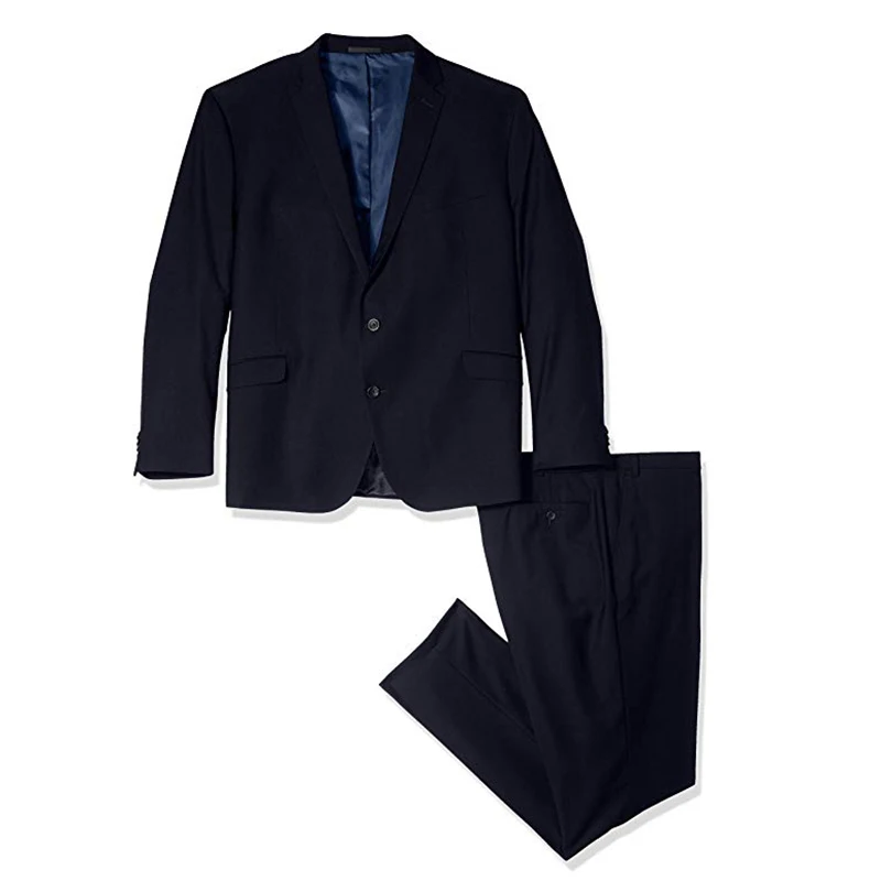 Темно-синий мужской костюм с отворотом с тупым углом, свободный стиль, мужской деловой костюм для отдыха, костюм из двух предметов (куртка +