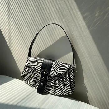 

Fashion Zebra Pattern Crossbody Bag for Women 2020 New Fashion All-match Retro Armpit Shoulder Bags Ladies Evening Party Purse