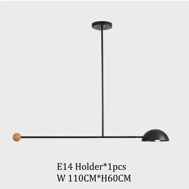 Современная Деревянная люстра Подвесная лампа шар стеклянный абажур Деревенский металлический светильник для гостиной ресторана спальни светодиодный черный подвесной светильник - Цвет абажура: 1 Light Chandelier