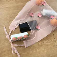 Маленькая свежая женская сумка с вышивкой в виде фруктов для девушек, портативная прозрачная Большая вместительная сумка для покупок,, сумка для покупок на открытом воздухе