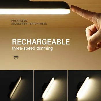 

USB Rechargeable Magnet Adsorption Smart Makeup Eye Protect Bedroom Touch Control 14pcs LED Dimming Dormitory Cabinet Light Desk