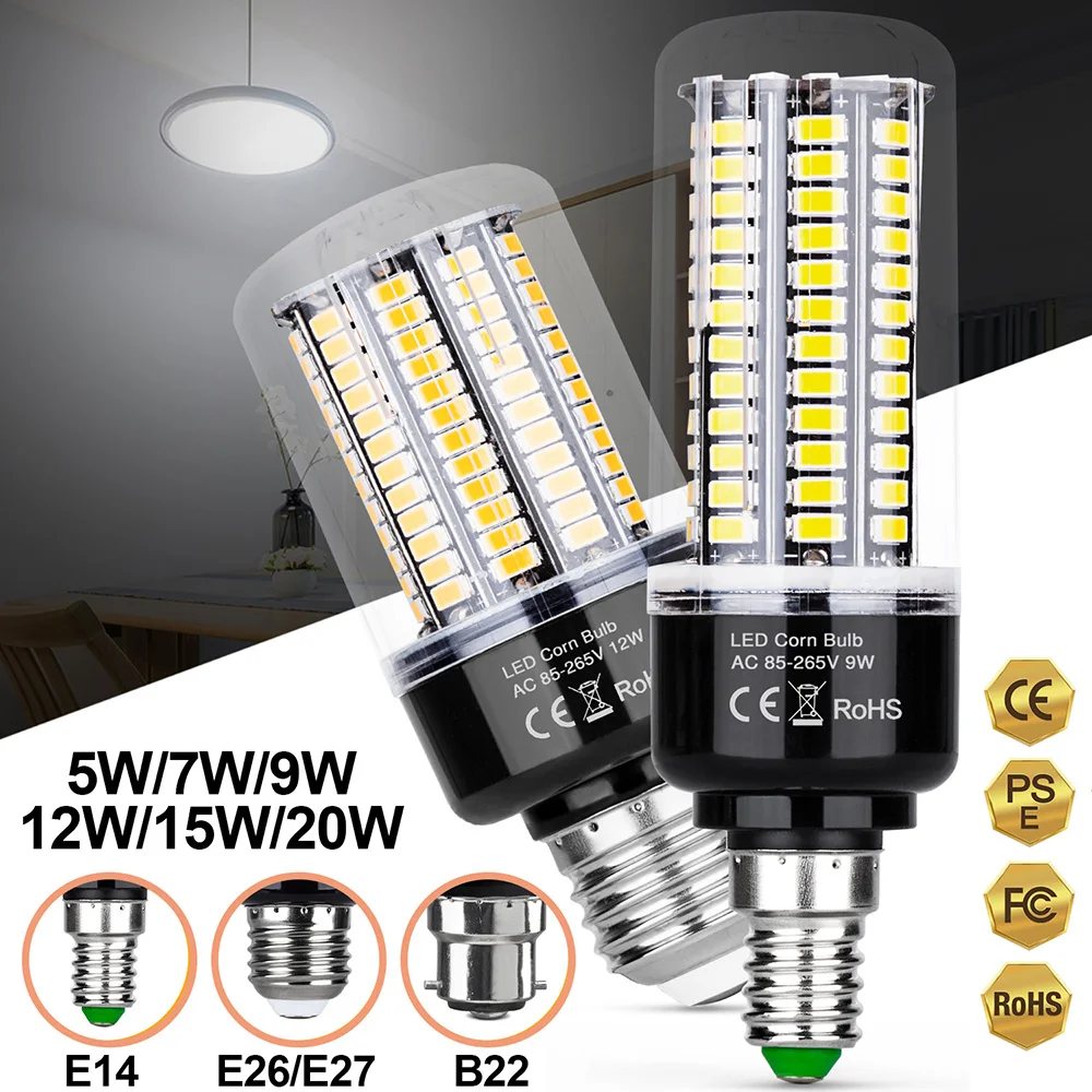 

AC85-265V 5W 7W 9W 12W 15W 20W LED Corn Lamp Bulb E27 220V LED Corn Light Bulb E27 Led Candle Light Bulb For Home D30