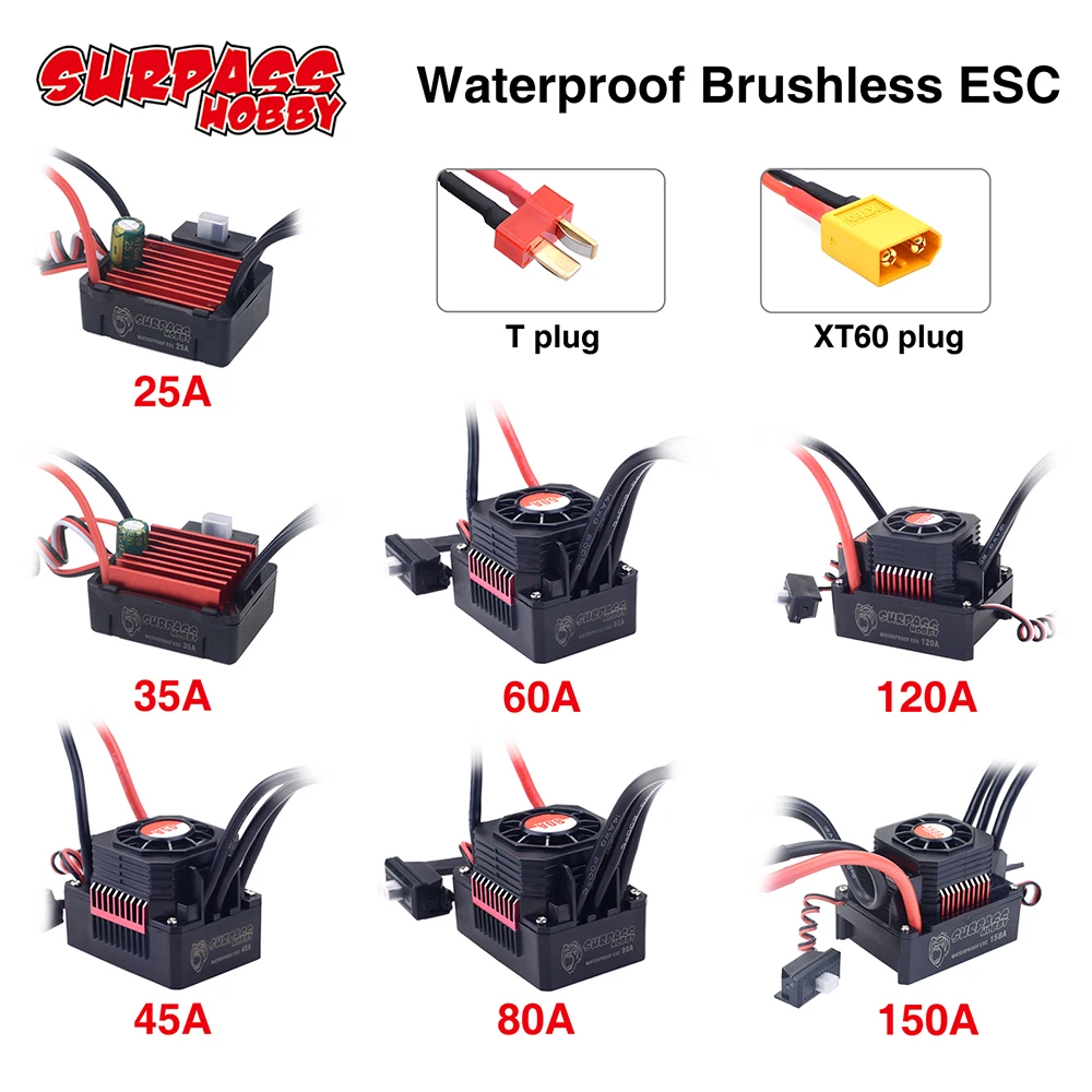 Горячая SURPASSHOBBY ESC 150A 80A 120A 25A 35A 45A 60A Водонепроницаемый Электрический Скорость