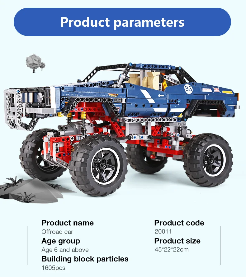 20011 дизайн автомобиля игрушки совместим с 41999 4x4 на гусеничном ходу в сборе Описание модель автомобиля для детей Рождественский подарок конструкторных блоков, Детские кубики