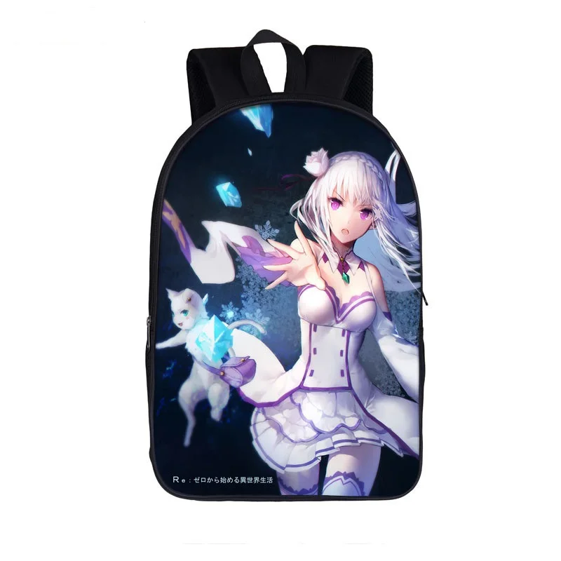 Re-Zero-kara-Hajimeru-Isekai-Seikatsu-backpack-for-teenage-boys-girls-bag-Anime-Emilia-Rem-children