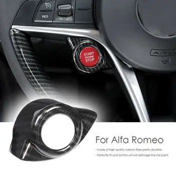 

1pcs Carbon Fiber Start Stop Engine Button Trim For Alfa Romeo Giulia Stelvio 2017 2018