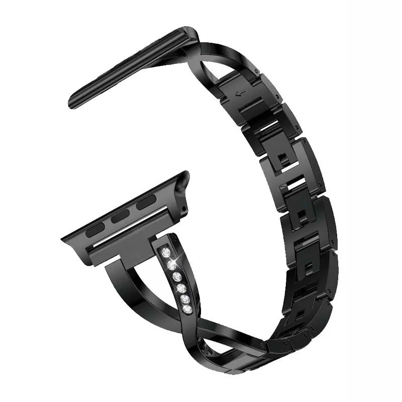 Ремешок из нержавеющей стали для iWatch 5 4 3 2 1 Series с металлическим ремешком Стразы 38