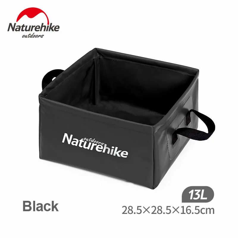 Black Naturehike открытый складной 13л ведро для воды портативный квадратный бочонок для хранения путешествия ящик для хранения Прочный Кемпинг ведро NH19SJ007 - Color: Black