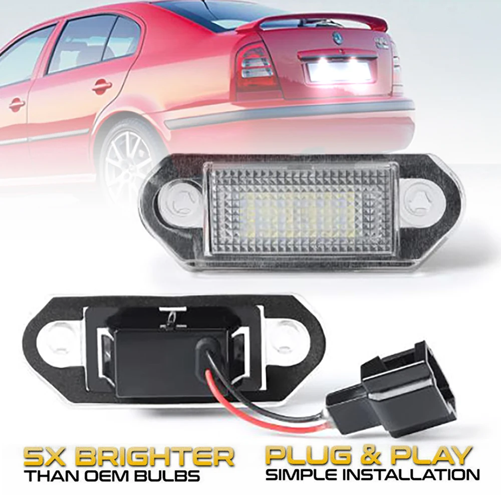 1 Pair LED Car License Number Plate Light For Skoda Octavia I 1U VW Golf3 Wagon Jetta MK3 Vento A3 Gol 2 3 G2 G3 #：1H5943119 | Автомобили
