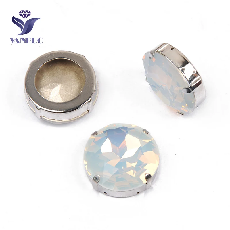 Yanruo 1201 круглая нашивная СТРАЗА стеклянные поделки камни и кристаллы Точка назад большие стразы для украшения - Цвет: White Opal