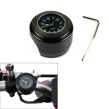 Универсальные 7/" водонепроницаемые хромированные кварцевые часы с креплением на руль мотоцикла, алюминиевые светящиеся часы, мотоциклетные Черные Аксессуары