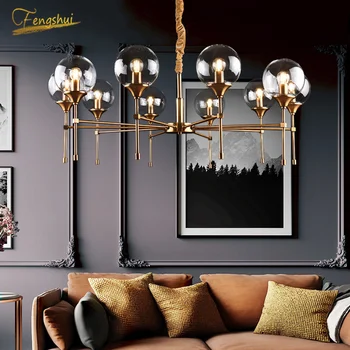 

Postmodern Luxury Glass Ball Chandelier Lighting LED Ceiling Chandelier Loft Hotel Living Room Dining Room Interior Hanginglamp