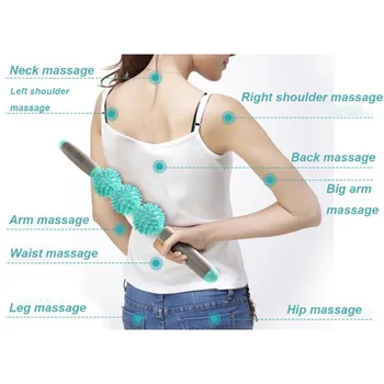 

Yoga Muscle Massage Roller Stick Fitness High Strength Gym Body Waist Leg Back Relax Sports Tool With 3 Point Spiky Balls