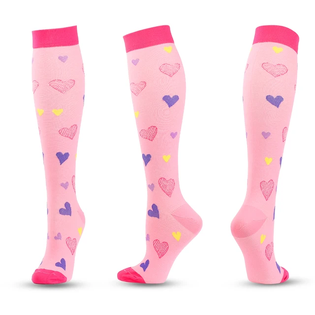 2021 New Cartoon Compression Stockings For Men Women Nylon Smiley Pattern Compress Socks Cycling Sock Prevent Varicose Veins Y010-M