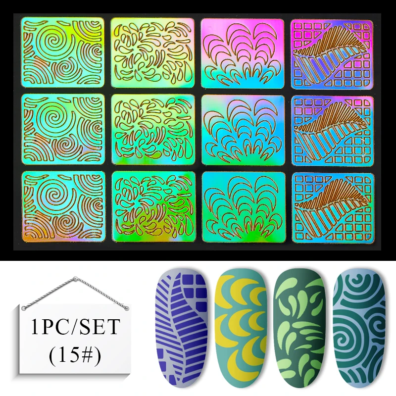 Four Lily 24type Hollow Laser Nail Art Sticker Stamping Prints Water Decals Nail Art Stickers Long Lasting Nail Transfer Sticker - Цвет: K5471