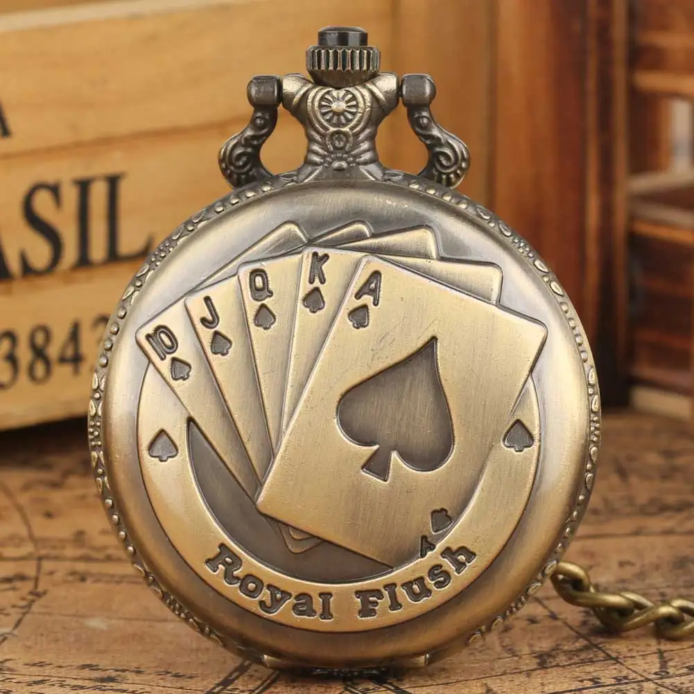 Fashion Flush Poker Cards Men Pocket Watch Classic Full Hunter Pendant Watches Women Necklace Chain Gift 4