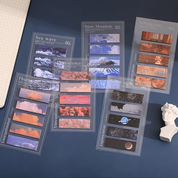 

2pcs Space Debris Index Notes Set Flower Snow Cloud Sunset Sea Memo Pad Office File Planner Agenda bookmark stickers School F332