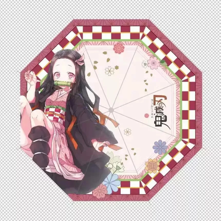 만화 Loli 동물 우산 Waifu 악마 슬레이어 그림 태양 우산 방풍 99% UV 방지 우산, 카와이 어린이 선물 파라솔