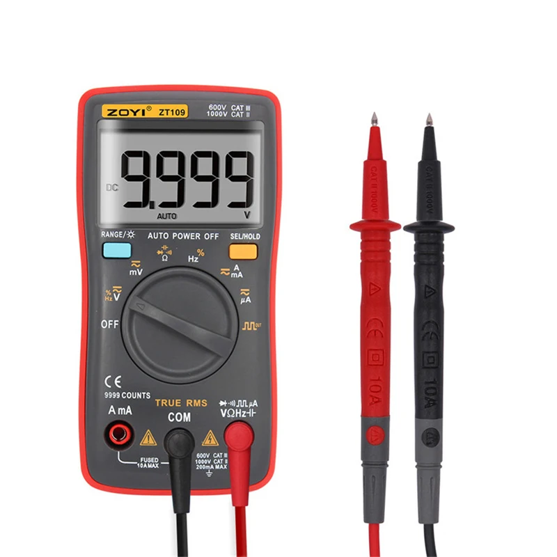 ZOYI ZT109 Цифровой мультиметр True-RMS 9999 отсчетов квадратная волна подсветка AC DC Напряжение Амперметр Ток Ом Авто/ручной