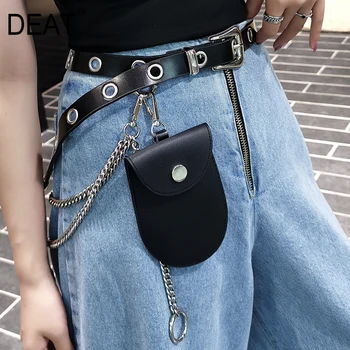 

DEAT 2020 New Metal Chain PU Leather Belt Bags Women Casual Trendy Hollow Out Corset Belt Female Temperament Pack Tide SD600