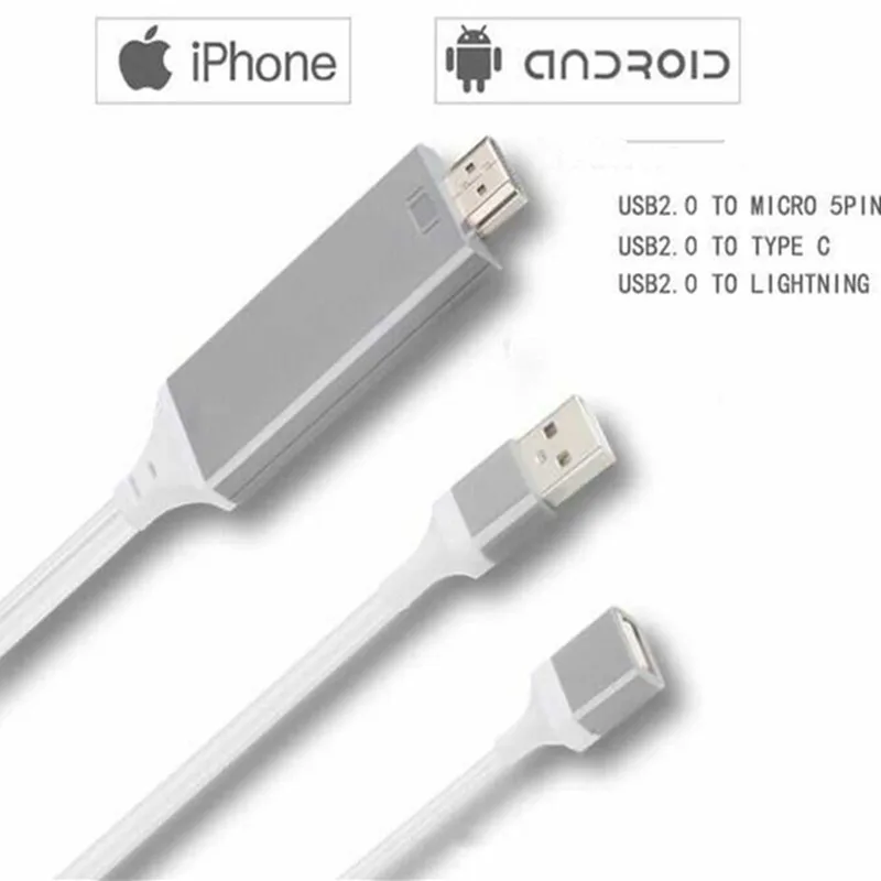 HDMI Digital Cable USB 2.0 Male and Female HD 1080P Video Converter Code for iPhone tv Smartphone Android Phones