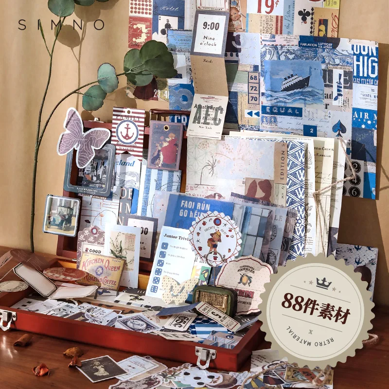 

88 Pcs Retro Scrapbooking Material Set Simple Basics Journal Decoration Junk Journal Supplies