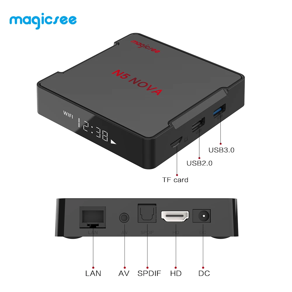 10 шт. Magicsee N5 NOVA Android 9,0 tv Box Rockchip3318 4 Гб ОЗУ+ 64 Гб ПЗУ 2,4 ГГц+ 5 ГГц WiFi BT 4,0 Поддержка 4K 2,4G голосовой пульт дистанционного управления