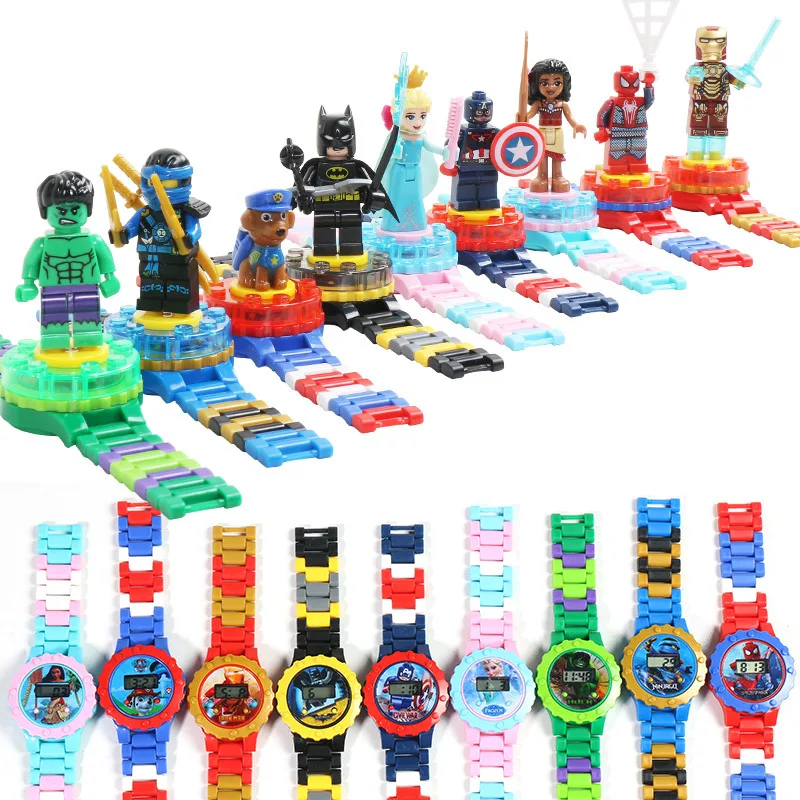 Детские часы игрушки совместимые с LegoINGS детские LegoINGLY ninjagoningly строительные блоки