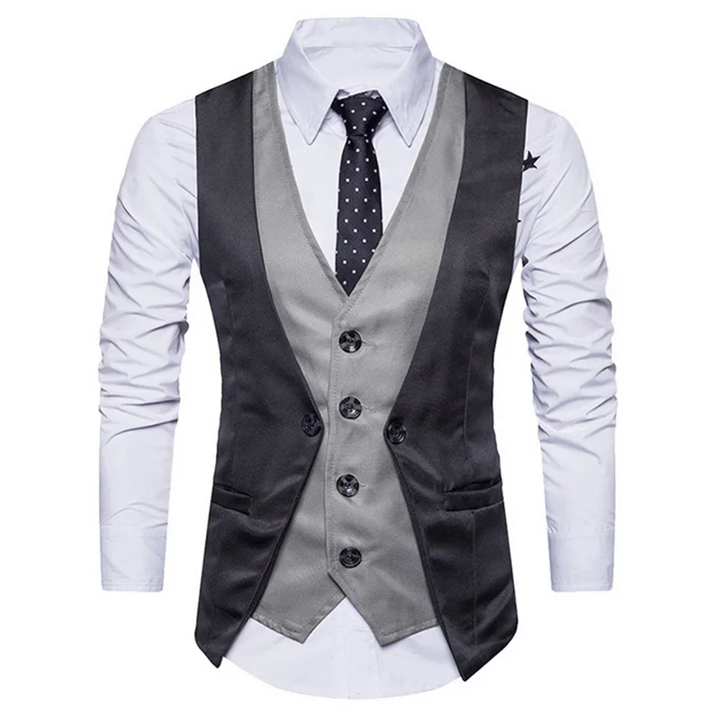 dark grey 1 Мужские жилеты PUI TIUA, двубортные, нежные, мужские, с шалевым воротником, в полоску, жилеты, костюм, деловой жилет, Chalecos Hombre - Цвет: dark grey 1