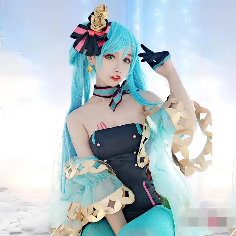 Горячая новинка косплей Vocaloid V девушка Мику хацуне день рождения Фея сексуальное платье косплей костюм платье синий костюмы на Хэллоуин