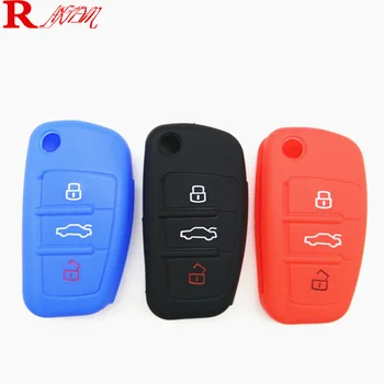 

3 Button Car Silicone Key Cover For Smart Audi A1 A2 A3 Q3 Q7 R8 A6L TT Key Case with logo Car Styling key case shell