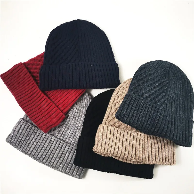 Мужская Зимняя Вязаная Шерстяная Шапка Skullie Beanies, шапка с однотонной расцветкой, кепки в стиле хип-хоп, уличная Толстая теплая шапка для мальчиков, Мужская кепка с дыней