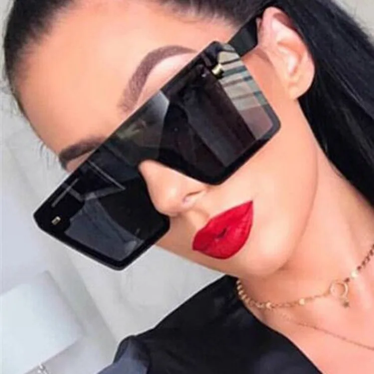 black cat eye sunglasses 2022 Fashion Oversized Square Sunglasses Retro Gradient Big Frame Sun Glasses For  Women One Piece Gafas Shade Mirror Clear Lens oversized square sunglasses