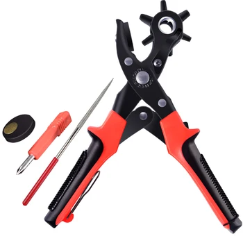

Belt Puncher Revolving Punch Plier Kit Screwdriver and Grinding Rod for Belt Perforator Eyelet Piercer Leather Craft Tools