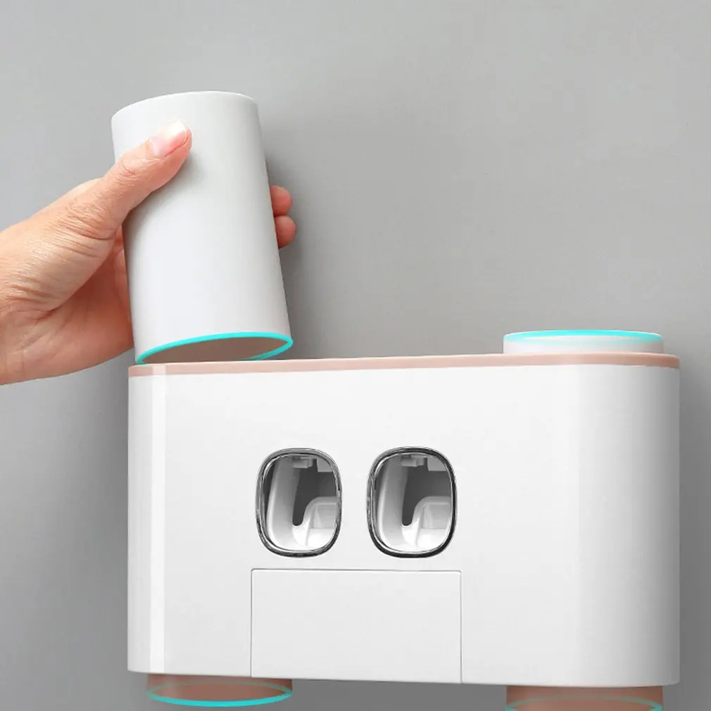 Bathroom Toothpaste Dispenser Toothbrushes Holder Cup Wall Mount Washing Sets Creative Automatic Toothpaste Squeezers