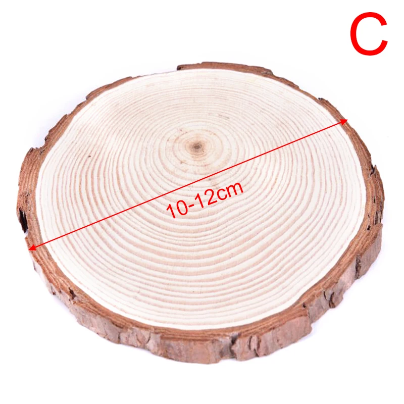 8-16CM 1pc Wood Slices Circles With Tree Bark Log Discs DIY Crafts Wedding Party Painting Natural Round Unfinished - Цвет: C
