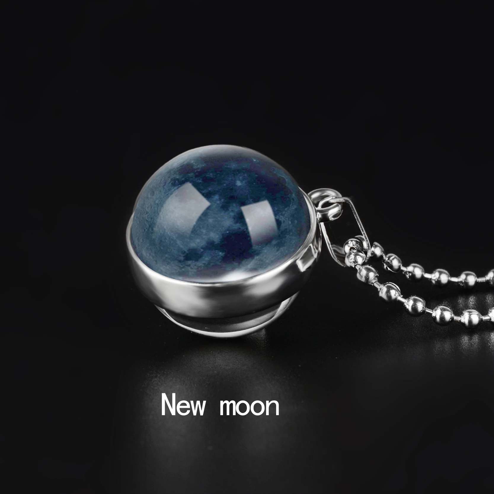 Двухстороннее ожерелье с изображением фазы Луны, планета галактика, звезда, стеклянный кабошон, художественная подвеска, ручная работа, астрономическая подвеска, ожерелье, ювелирное изделие