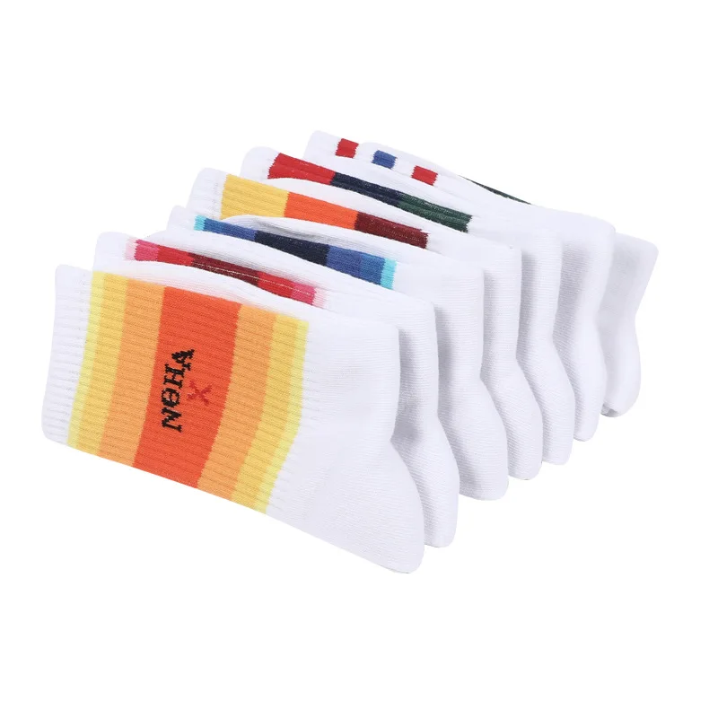 Winter Women's Socks Cotton Rainbow Stripes Socks Christmas Fashion Warm Christmas Casual Tide Socks harajuku korean